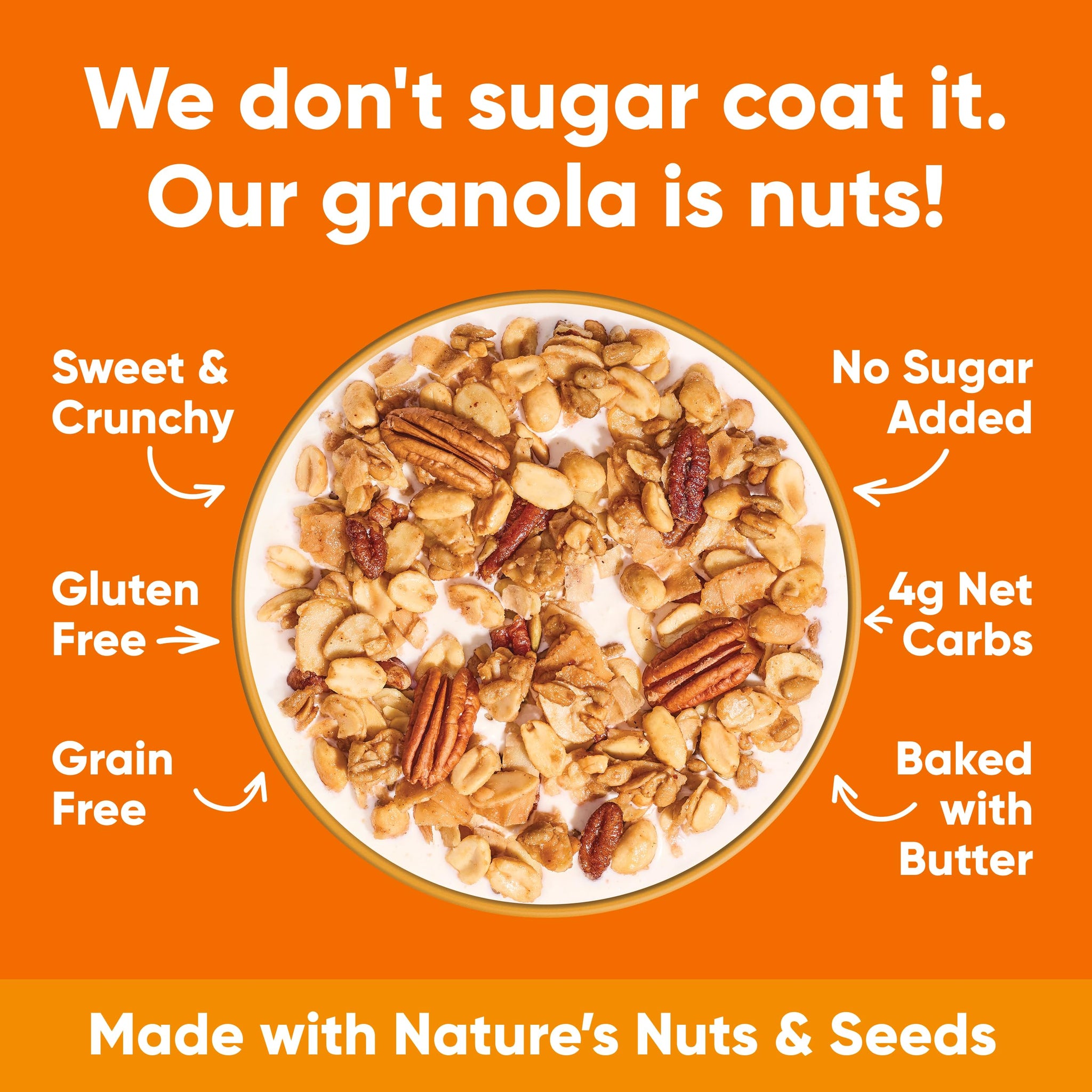 NuTrail Nut Granola, Peanut Butter, No Sugar Added, Gluten Free, Grain Free, Keto, Low Carb, Healthy Breakfast Cereal 8 oz. 1 Count