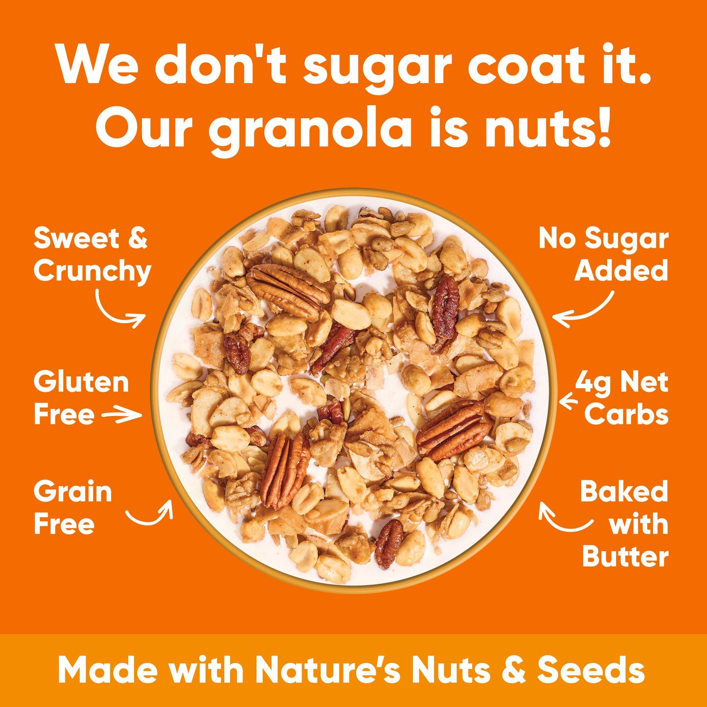 NuTrail Nut Granola, Peanut Butter, No Sugar Added, Gluten Free, Grain Free, Keto, Low Carb, Healthy Breakfast Cereal 8 oz. 6 Count