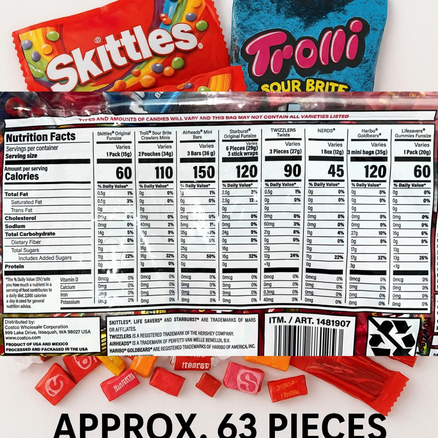 Assorted Candy Mix - 2 lbs, Individually Wrapped Mini Candies - Fruity, Chewy, Sour & Sweet - Bulk Candy for Parties, Halloween, Piñata, Goodie Bags