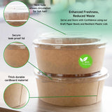 Galashield Disposable Bowls with Lid | Meal Prep Paper Bowls | To Go Salad Ramen Food Containers with Lids (17 oz - 25 Sets)