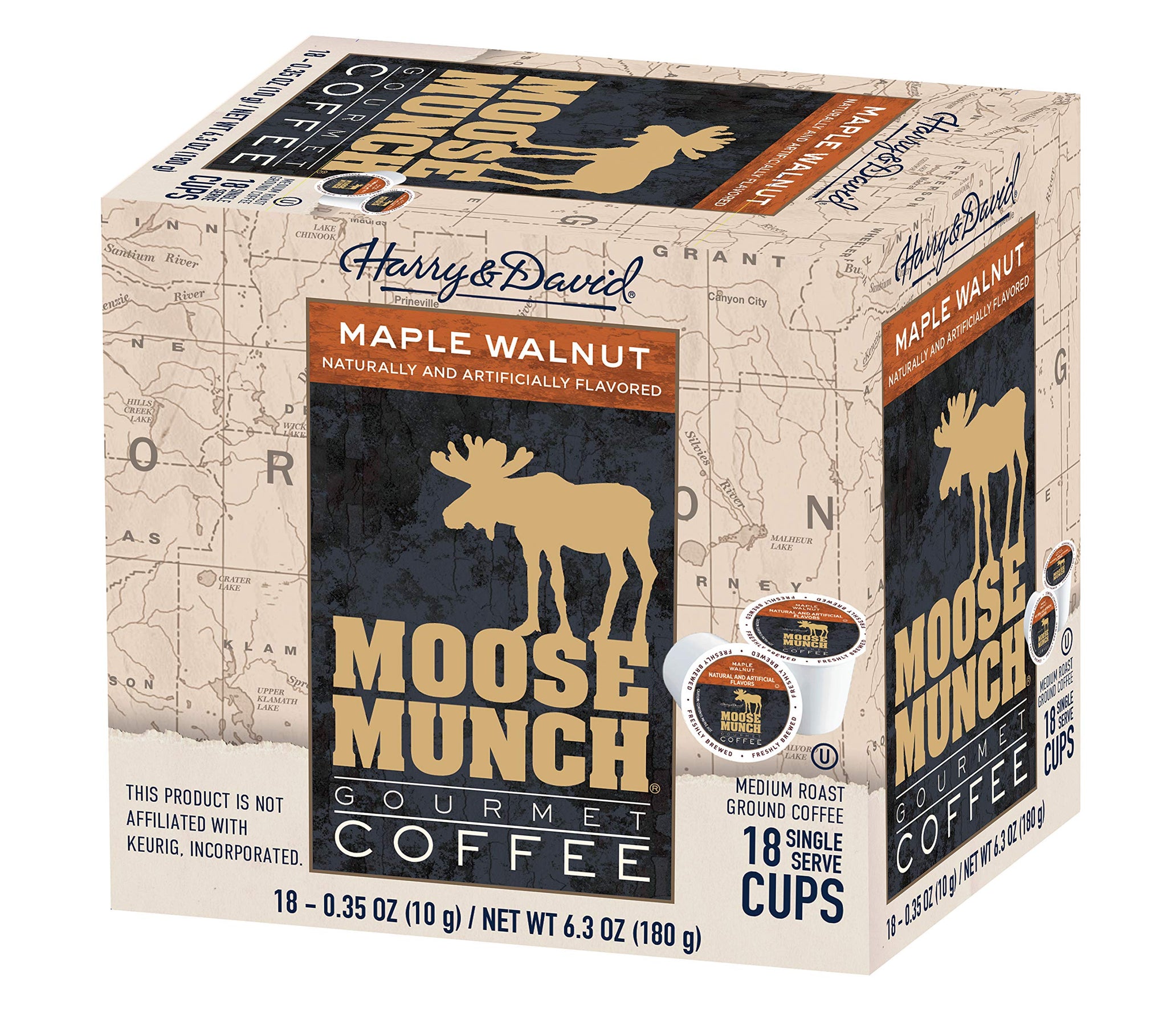 Harry & David Moose Munch Coffee in Single Serve Cups, 36 Count (Maple Walnut)