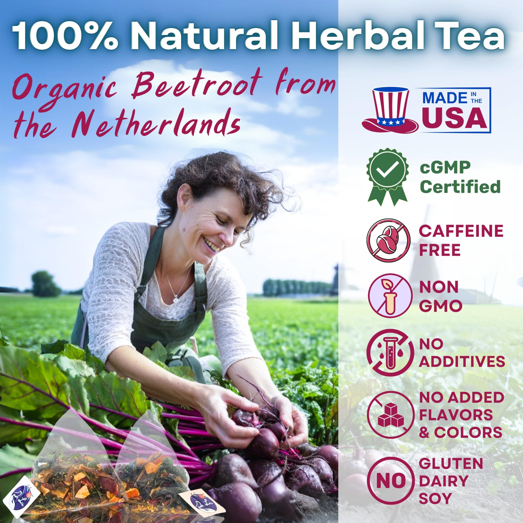 Dr. Lu’s Happy Blood Pressure Tea | 100% Natural Heart Functional Tea for Blood Pressure Support | Beetroot, Hawthorn Berry, Mulberry Leaf, Dandelion