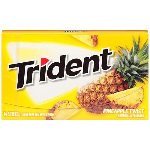 Trident Pineapple Twist Sugar Free Gum, 14 count per pack -- 144 per case.