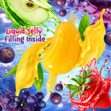 Fruit Squeezable Jellies - 40 Count Jar - Tik Tok Candy - Fun Jelly Treat in Assorted Fruit Flavors - Mango, Strawberry, Apple, Pineapple & Grape