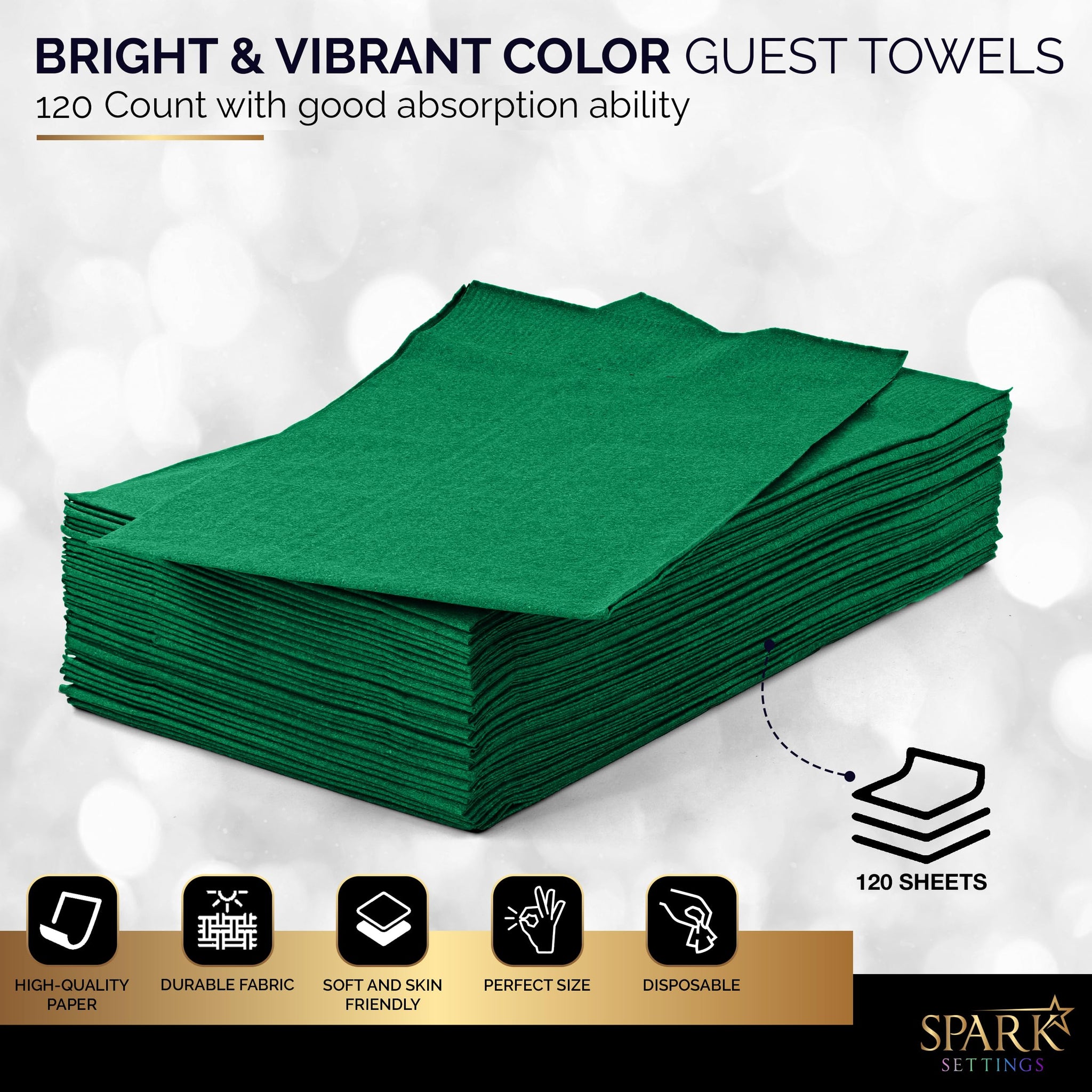 Dinner Napkins Disposable Guest Towels, Red Green Gold Beverage Napkins Soft and Absorbent Paper Napkins Dinner Size for Party, Wedding, 8” x 4.5” 2