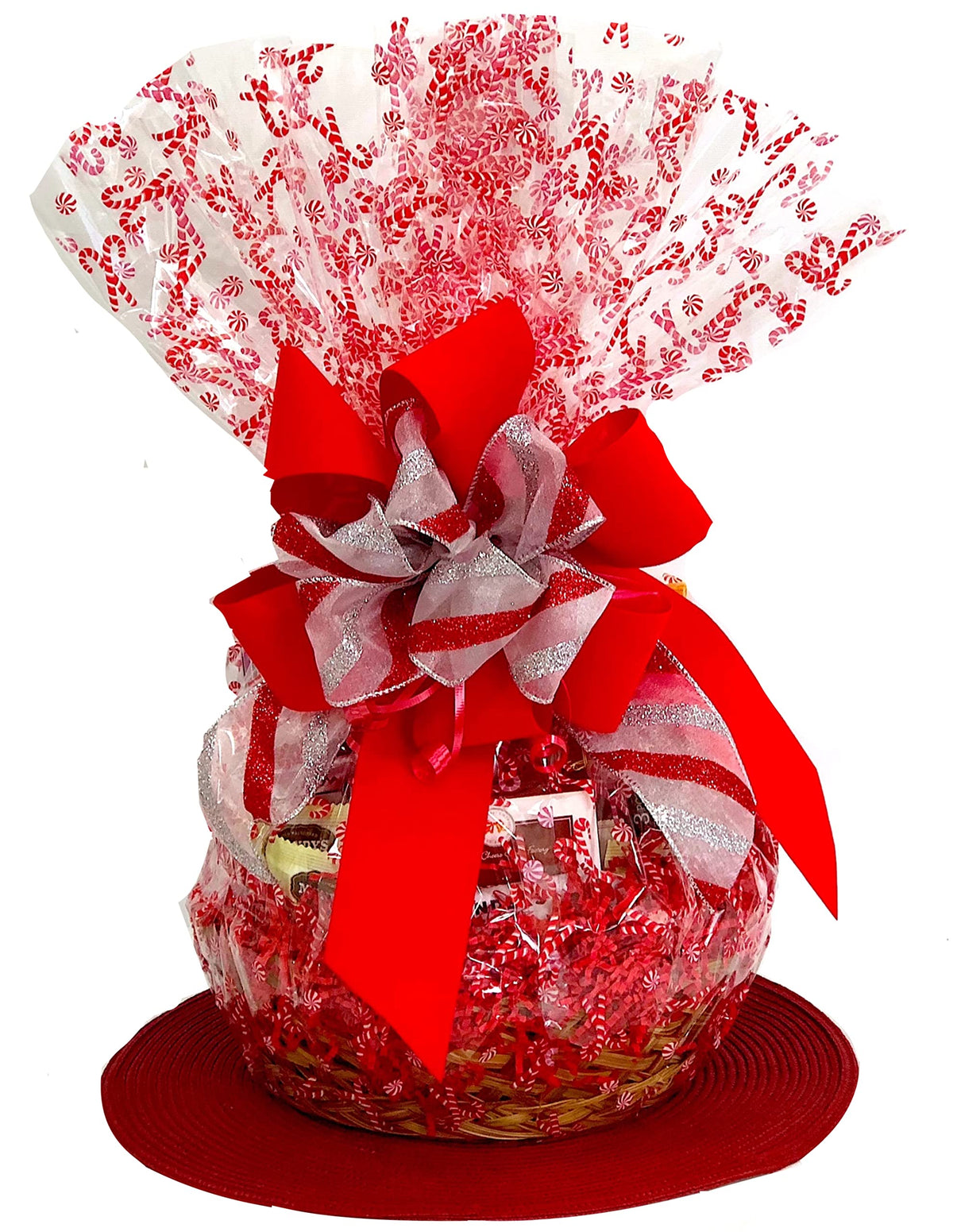 Hand-Crafted 22 Piece customizable chocolate gift basket of gourmet chocolates, cookies, and crunches. Tasty treats selected for businesses, clients