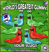 World's Greatest Gummy® Sour Slugs | Created by The Gummy Bear Guy® | 2 Sour Cherry, 2 Sour Green Apple, 2 Sour Blue Raspberry | 6-Pack |