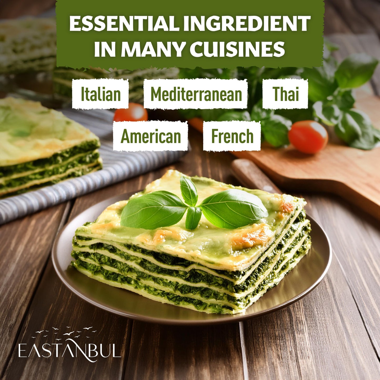 Eastanbul Dried Basil, 2.12oz, Dried Basil Leaves, Seasoning for Cooking and Food Seasoning, Perfect for Pesto, Pasta, Pizza, Mediterranean Sweet