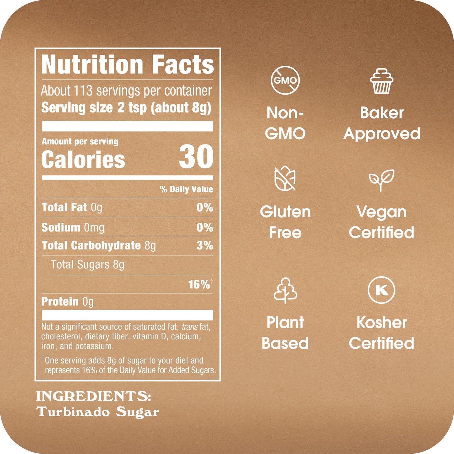 In The Raw Granulated Turbinado Cane Sugar, 2 lb Box, Pure, All-Natural Turbinado Sugar, Non-GMO Project Verified, Kosher, Vegan and Gluten Free