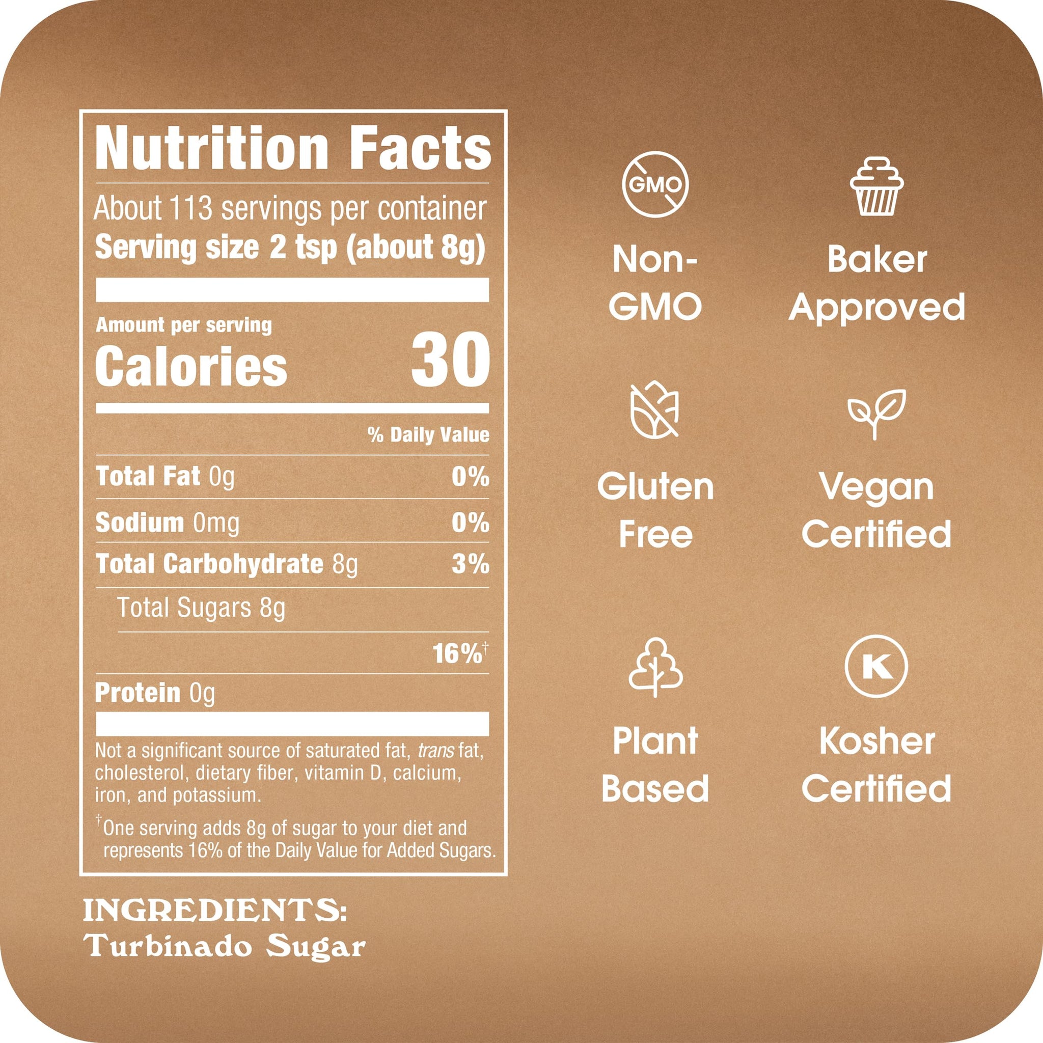 In The Raw Granulated Turbinado Cane Sugar, 2 lb Box, Pure, All-Natural Turbinado Sugar, Non-GMO Project Verified, Kosher, Vegan and Gluten Free