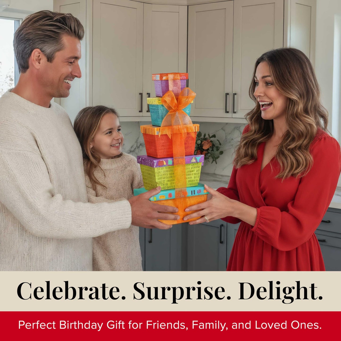 Broadway Basketeers Gourmet Food Gift Basket Tower for Birthdays - Curated Snack Box, Sweet and Savory Treats for Parties, Best Wishes, Birthday