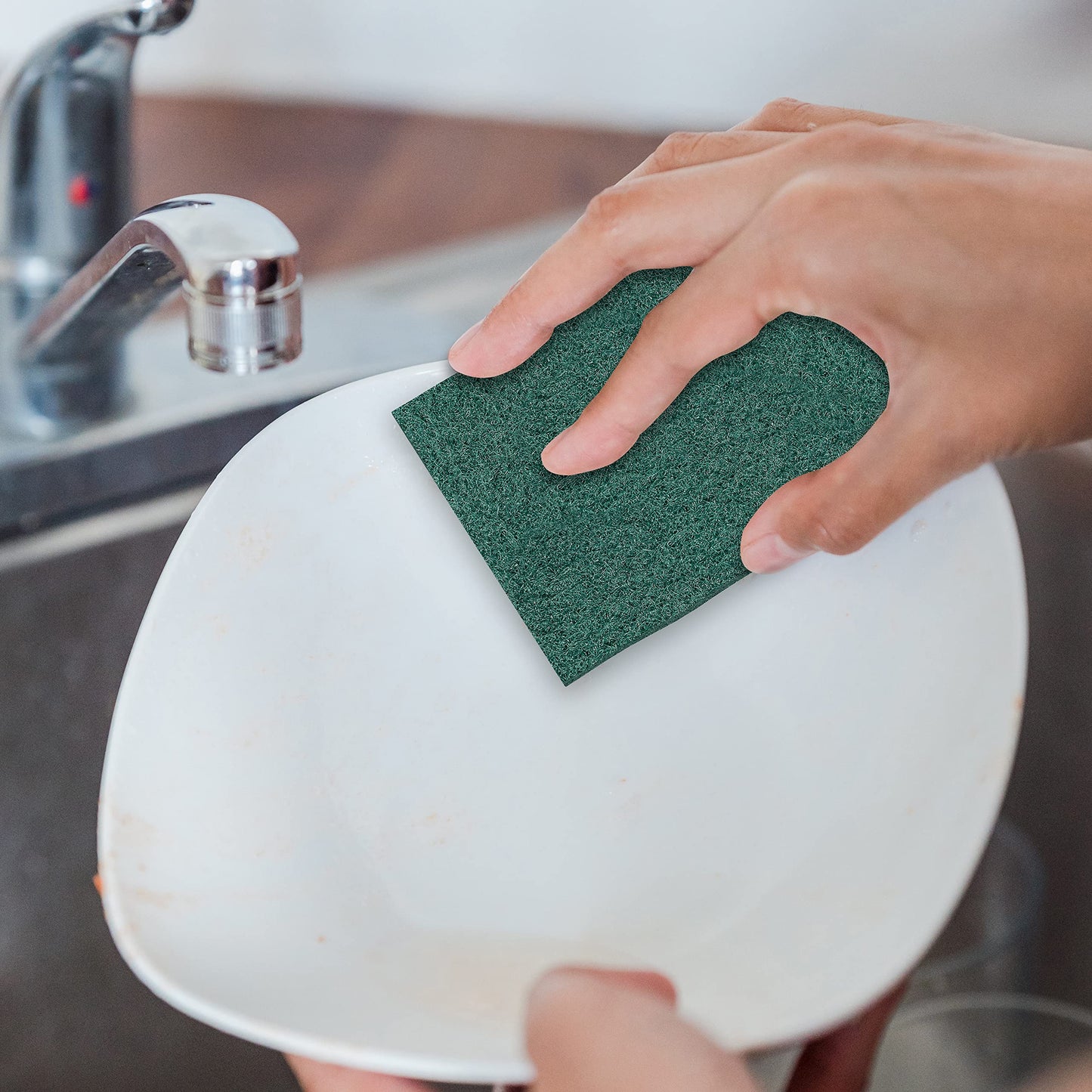 100 Pack Heavy Duty Scouring Pads 3x4 Inch - Green Scrubbing Pads, Non Scratch Bulk Scrub Pads for Kitchen, Dishes, Pots, Pans, Grill & Household