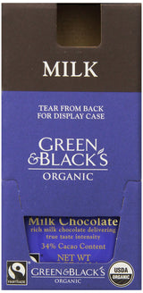 Green & Black's Organic Milk Chocolate, 34% Cacao, 3.5 Ounce Bars,10 count
