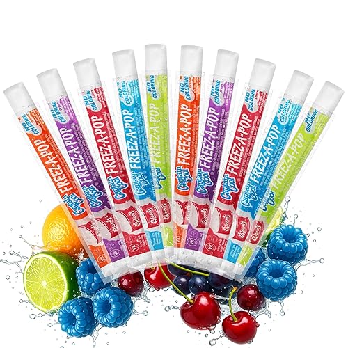Freeze Pops, 10 Count Ice Pops Bulk Pack of Refreshing Assorted Flavors, Enjoy Dye Free Popsicles Frozen and Ready Anytime, Bright, Fruity and Fun