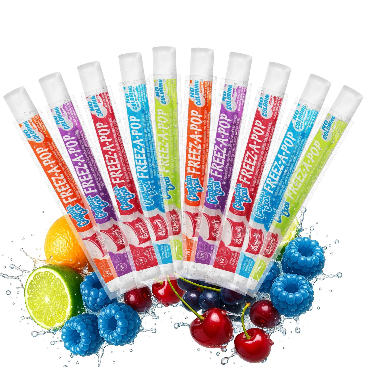 Freeze Pops, 10 Count Ice Pops Bulk Pack of Refreshing Assorted Flavors, Enjoy Dye Free Popsicles Frozen and Ready Anytime, Bright, Fruity and Fun