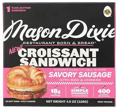 Mason Dixie Biscuit Co Savory Sausage Croissant Sandwich with Egg & Cheese, 4.5 OZ
