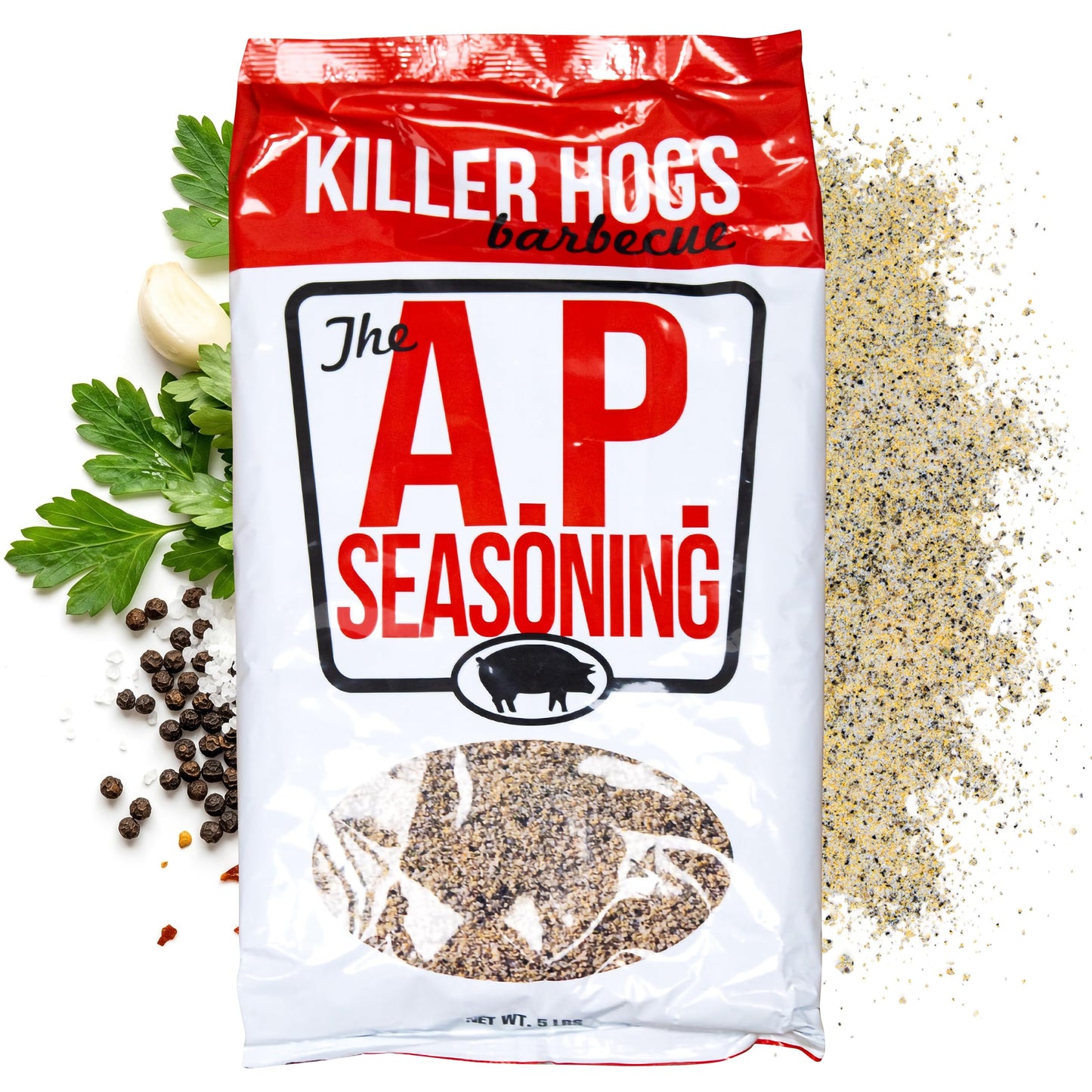 Killer Hogs AP Seasoning, Championship BBQ and Grill All Purpose Dry Rub for Beef, Steak, Burgers, Pork, and Chicken, Salt, Pepper, Garlic, 5 lb Bag