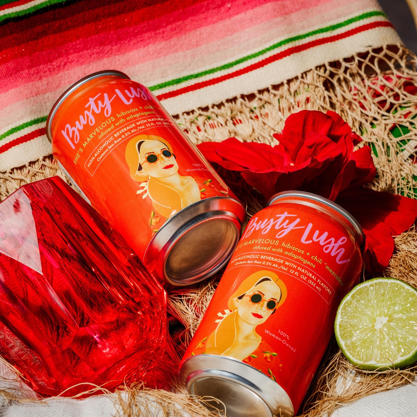 Busty Lush Craft Mocktails - Non-Alcoholic Sparkling Drinks, Zero Proof Drinks, Mezcalita, Alcohol Alternative - Infused with L-Theanine, Low Calorie