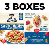 Quaker Oatmeal Squares Breakfast Cereal, Brown Sugar, 14.5oz Boxes (3 Pack)