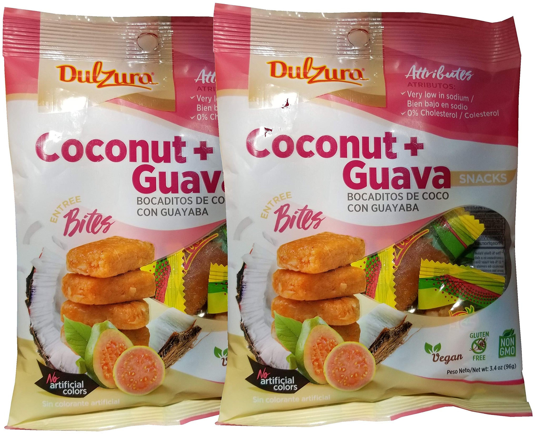 Dulzura Entree Bites Coconut with Guava Snacks, Vegan, 3.4 Ounce (Pack of 2)