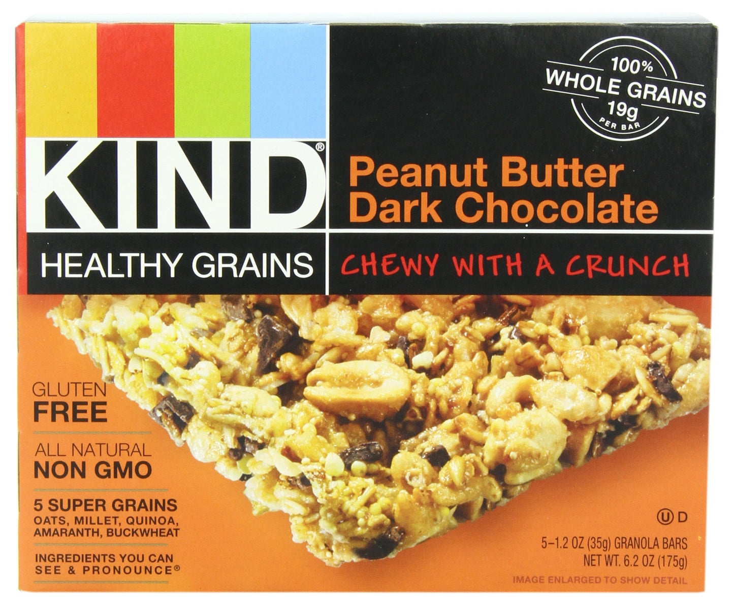 Kind Healthy Grains Bar, Peanut Butter Dark Chocolate, 5 Bars (Pack of 8)