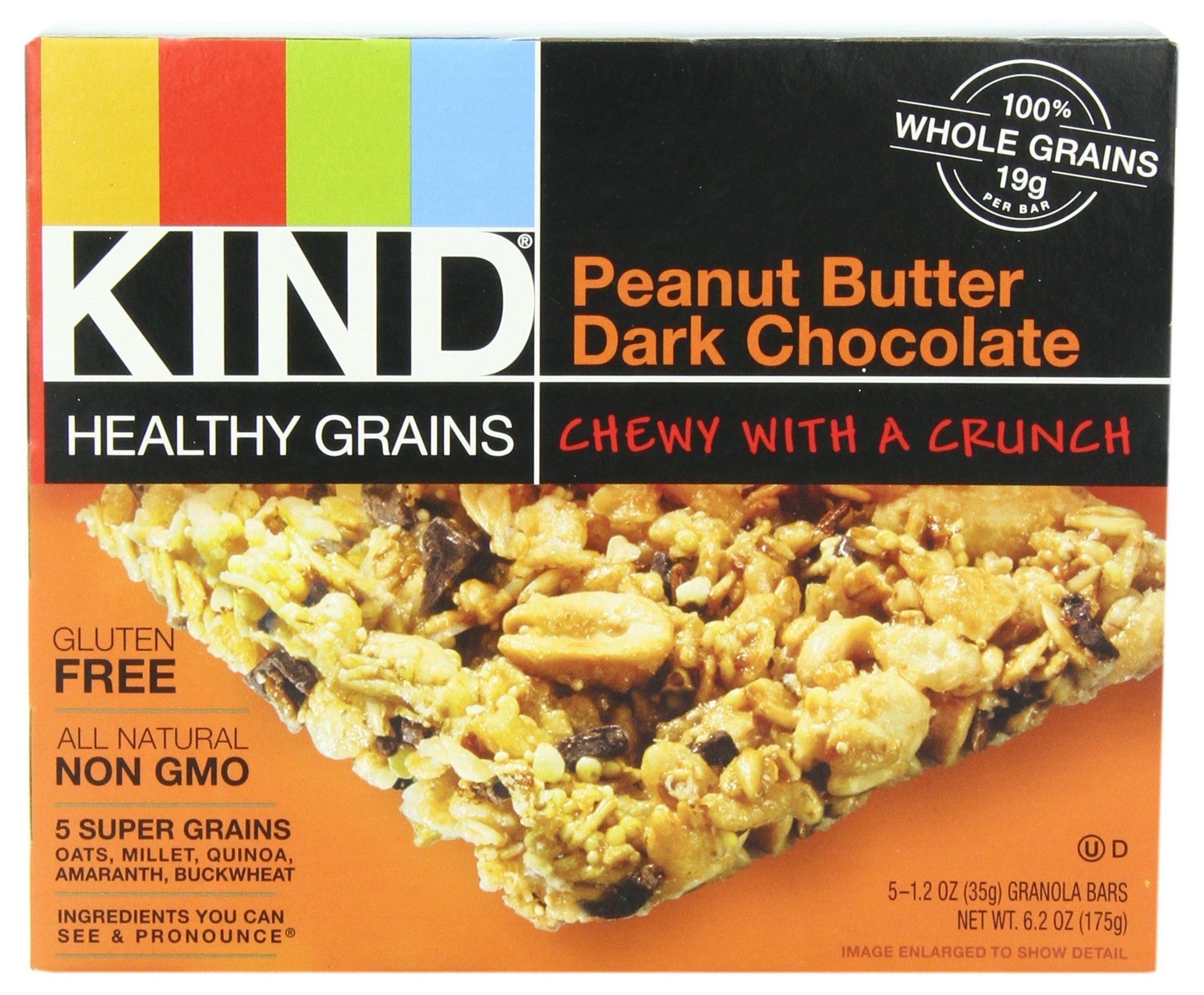 Kind Healthy Grains Bar, Peanut Butter Dark Chocolate, 5 Bars (Pack of 8)