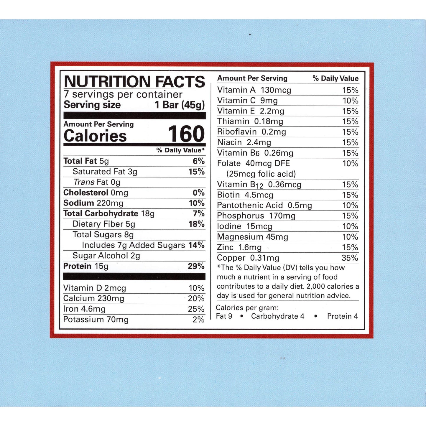 Cinnamon Protein Bar, 15g Protein, Low Calorie, Low Fat, High Fiber Meal Replacement, Aspartame Free, Gluten Free, 17 Vitamins & Minerals, 7 Count Box