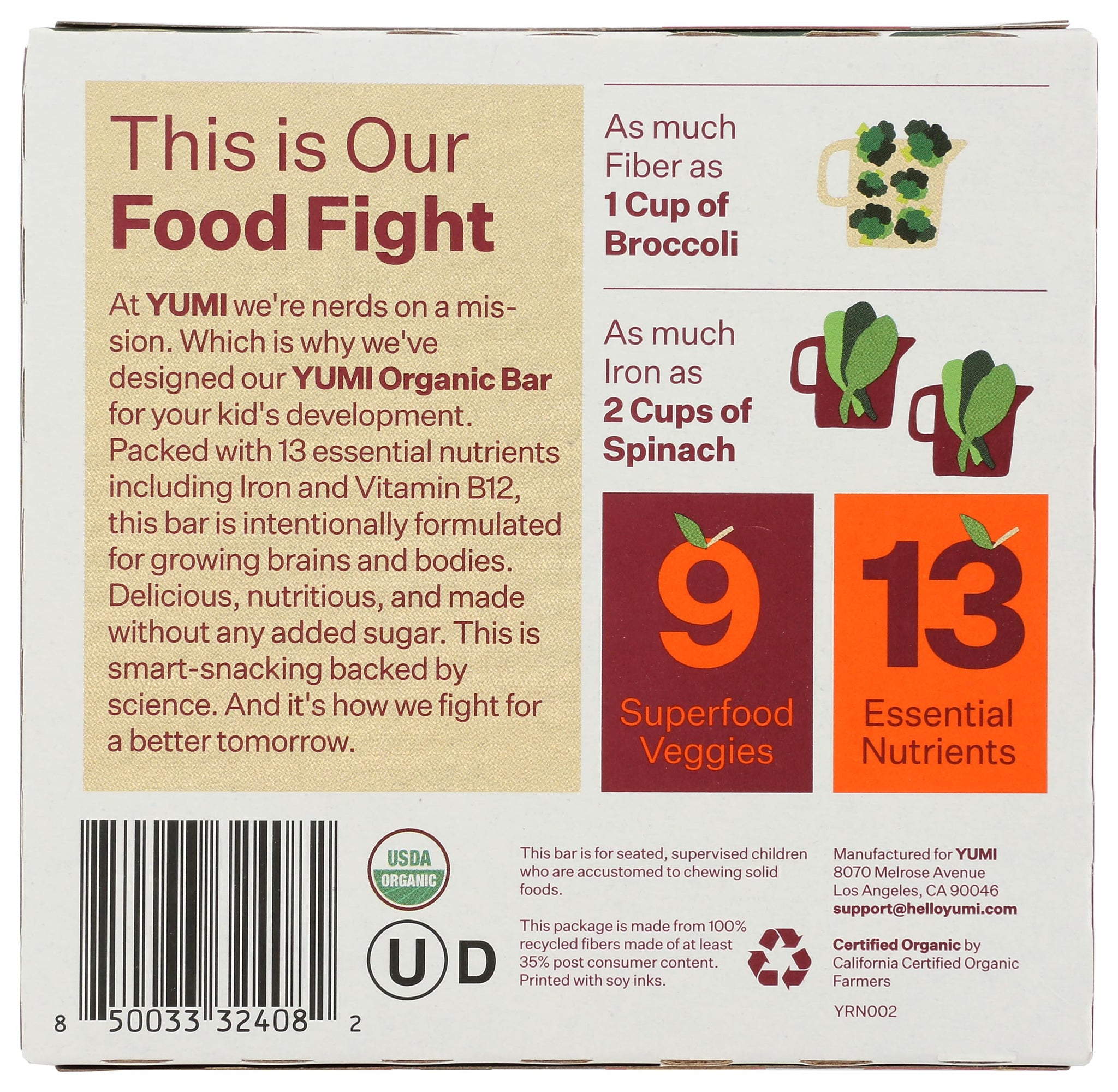 Yumi, Bars Toddler Apple Cinnamon Squash Organic, 3.7 Ounce