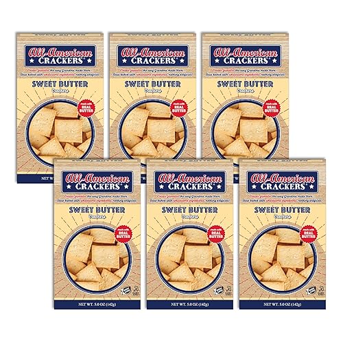All-American Snack Crackers, Sweet Butter, 5 Ounce (Pack of 6), Made with Real Ingredients, Non-GMO, Kosher