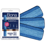 Bona Mop Microfiber Cleaning Pad for Hardwood & Hard Surface Floors - Value 3-Pack - For Use With Bona Mops - Dual Zone Cleaning