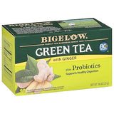 Bigelow Tea Green Tea with Ginger Plus Probiotics, Caffeinated, 18 Count, (Pack of 1), 18 Total Tea Bags