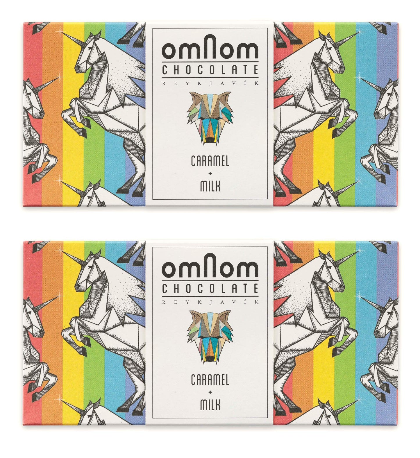 OmNom Caramel + Milk "Pride Bar" | Icelandic Bean To Bar Chocolate by OMNOM CHOCOLATE REYKJAVIK | 2 x 60g Bar