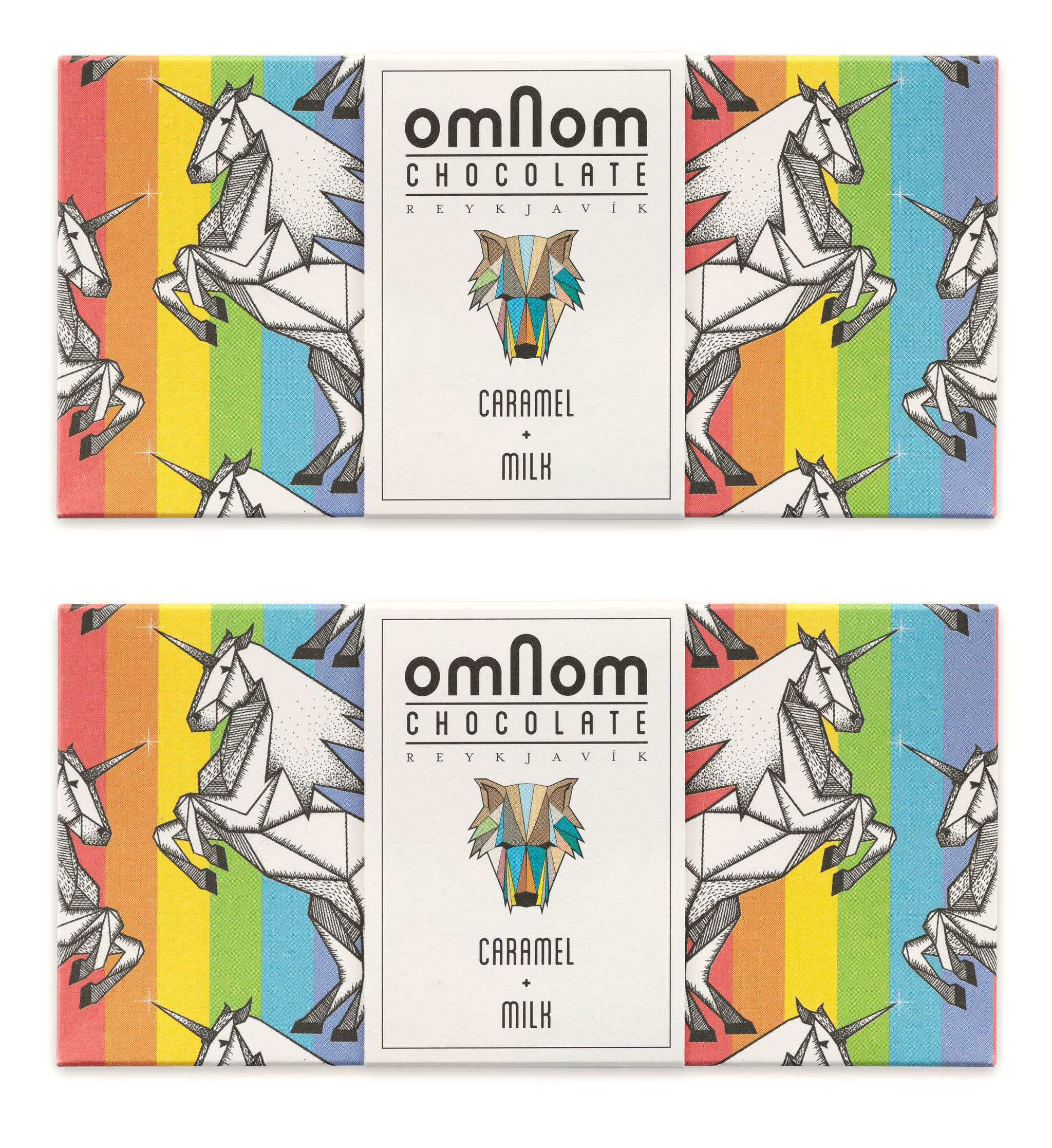 OmNom Caramel + Milk "Pride Bar" | Icelandic Bean To Bar Chocolate by OMNOM CHOCOLATE REYKJAVIK | 2 x 60g Bar