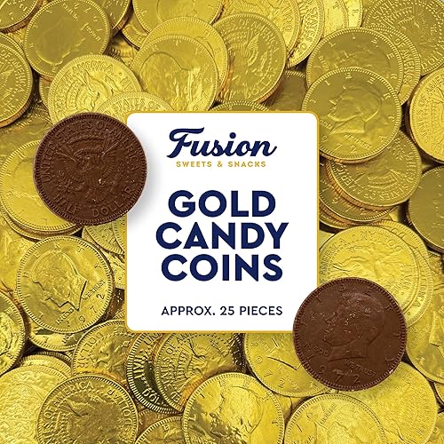 Gold Candy Coins, 25 Count | Smooth Gourmet Milk Chocolate Half Dollar Coins for Holidays, Parties, Birthdays & Celebrations | Crafted from Premium