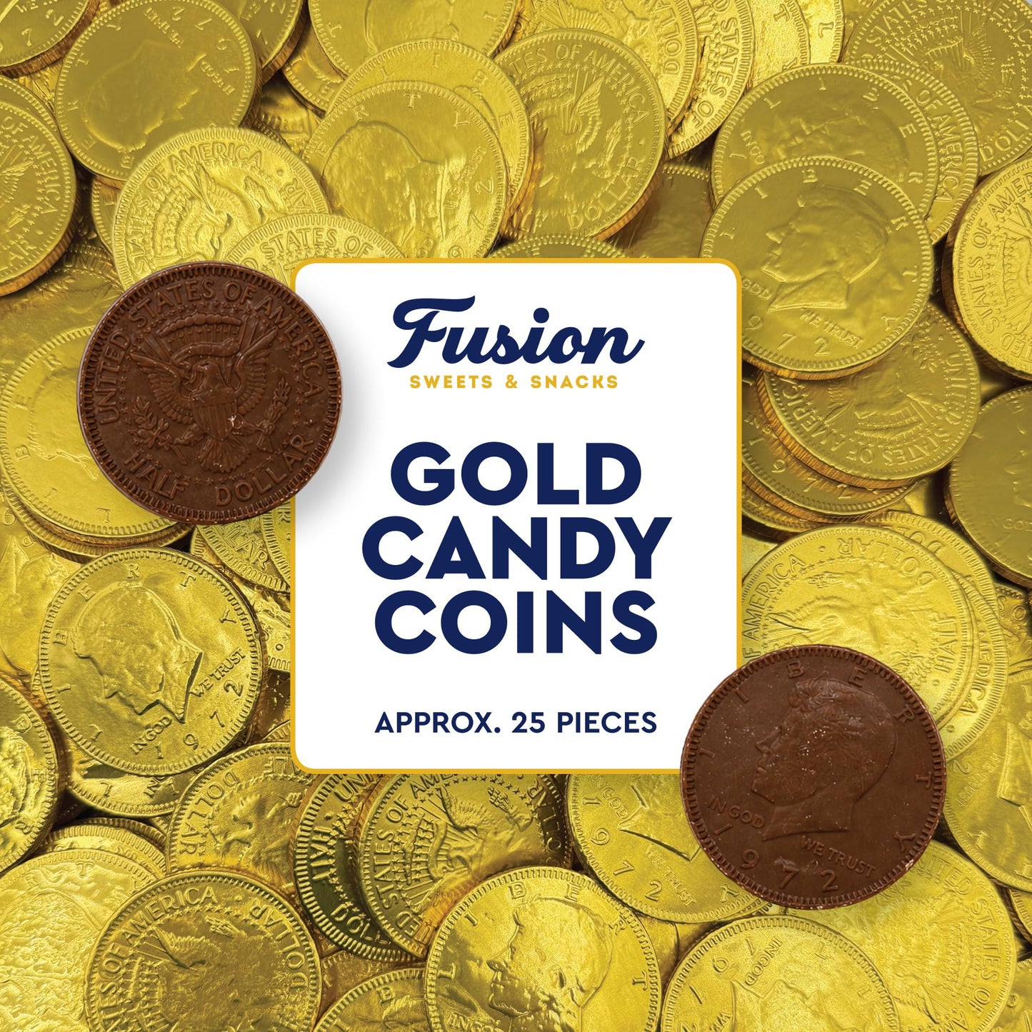 Gold Candy Coins, 25 Count | Smooth Gourmet Milk Chocolate Half Dollar Coins for Holidays, Parties, Birthdays & Celebrations | Crafted from Premium
