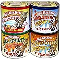 ASS KICKIN' Crunchy Spicy Hot Peanuts: Pepper Peanuts, Jalapeno Peanuts, Habanero Honey Peanuts, and Jalapeno Peanuts, Gift Set.