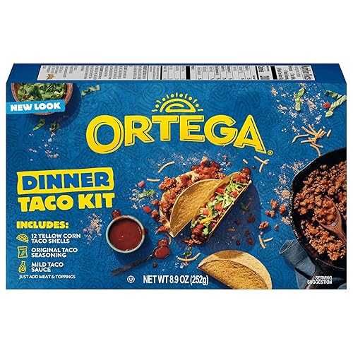 Ortega Taco Kit, 12 Yellow Corn Taco Shells, Taco Seasoning and Taco Sauce