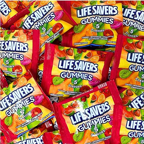 ASSORTIT X Life Savers Collab Fun Size Fruit Gummy Candy 60+ Individually Wrapped Single Serve Packs, 3 Lbs, 5 Fruity Flavors, Bulk Ideal For Parties