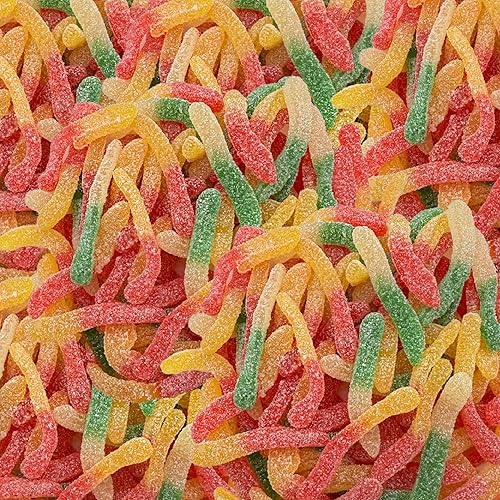 Sour Gummy Worms Candy | 2-Pound Bag | Assorted Fruit Flavored Chewy Candy | Bulk Sour Gummies for Snacking, Party Favors, Goodie Bags, and Dessert