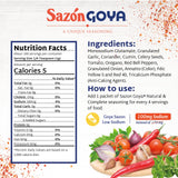 Sazón Natural and Complete by Goya, Low Sodium Latin Spice Blend for Poultry, Seafood, Meat and Vegetables, All Purpose Mexican Seasoning, No Salt