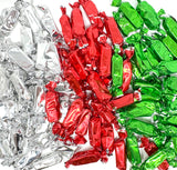 Caramel Candy Individually Wrapped Foil Wrapped Caramels Red, Green and Silver, Individually Wrapped Candy 16 Ounce