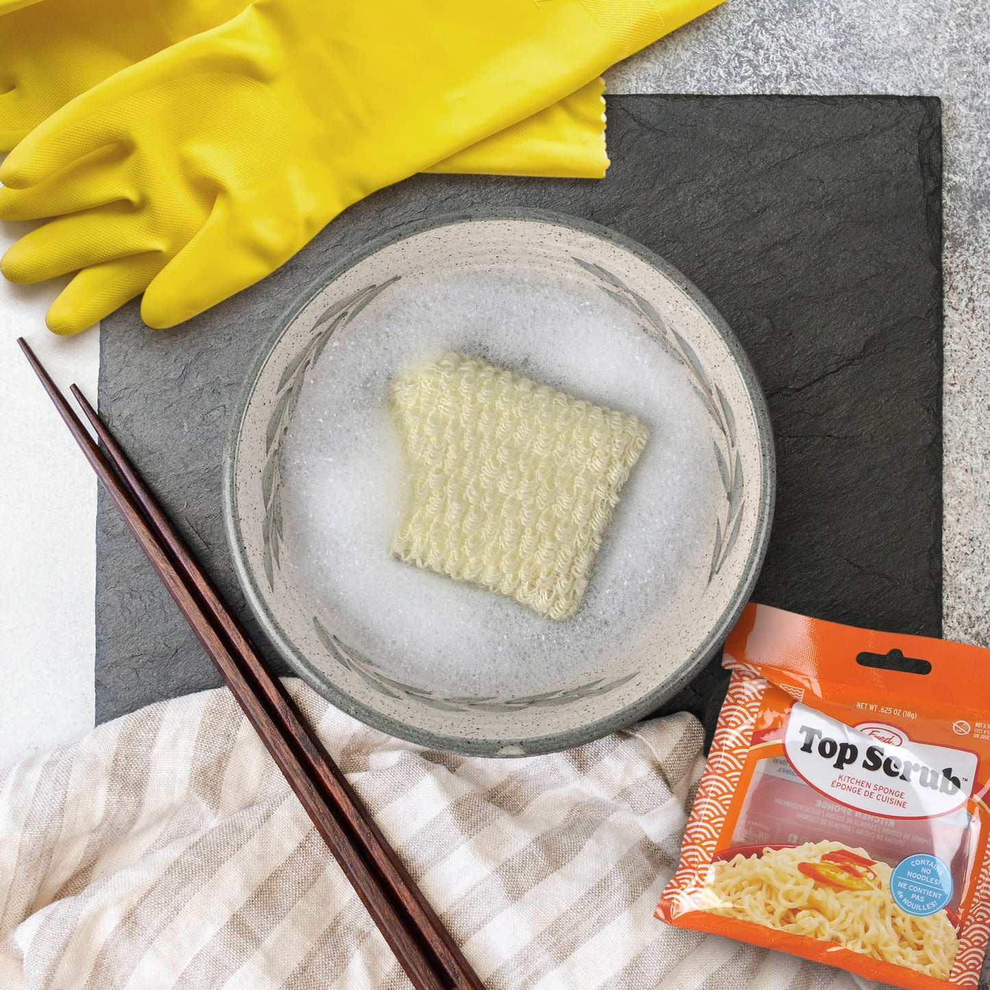 Genuine Fred Top Scrub - Ramen Sponge, Multicolored