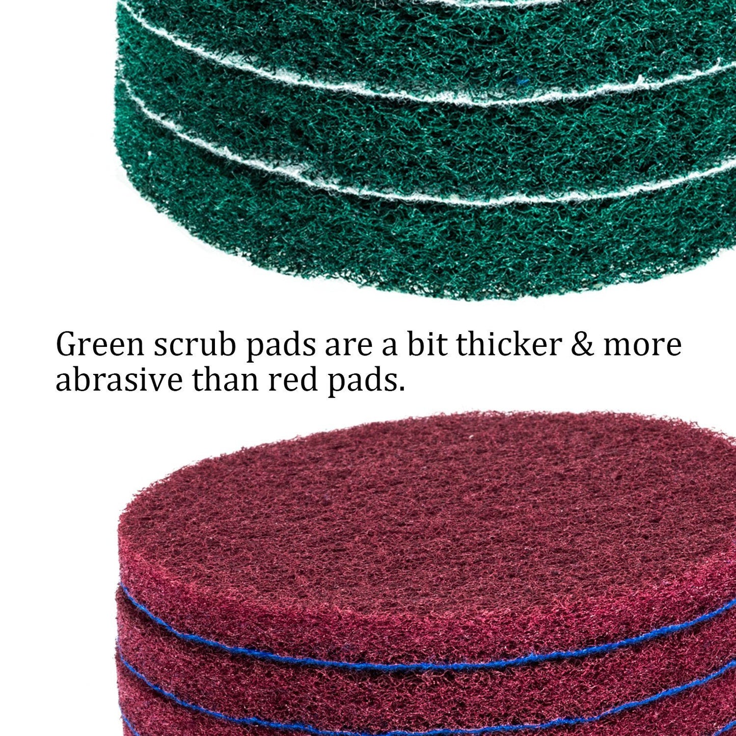 DUOSHIDA 5 Inch Drill Powered Brush Tile Scrubber Scouring Pads Cleaning Kit, 2 Different Stiffness, 5-Inch Disc Pad Holder with 6 Scrubbing Pads