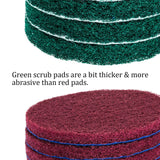 DUOSHIDA 5 Inch Drill Powered Brush Tile Scrubber Scouring Pads Cleaning Kit, 2 Different Stiffness, 5-Inch Disc Pad Holder with 6 Scrubbing Pads