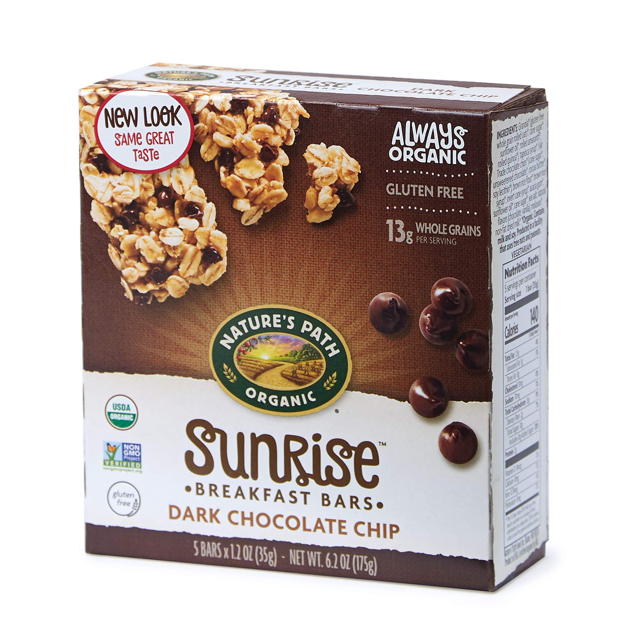 Nature's Path Organic Gluten-Free Chewy Granola Bars, Dark Chocolate Chip, 6.2 Ounce Box