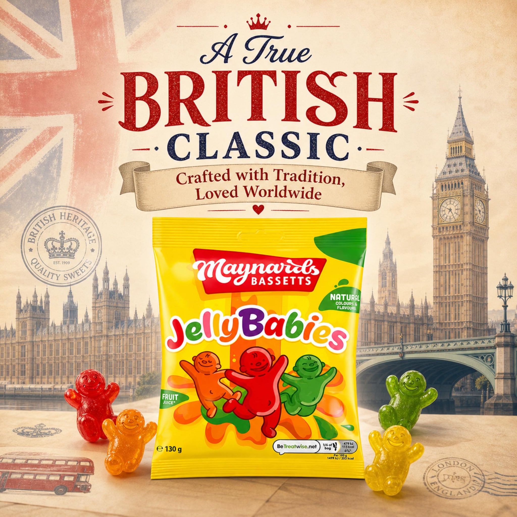 Maynards Bassetts Jelly Babies 130g (Pack of 2), Fruity Sweets