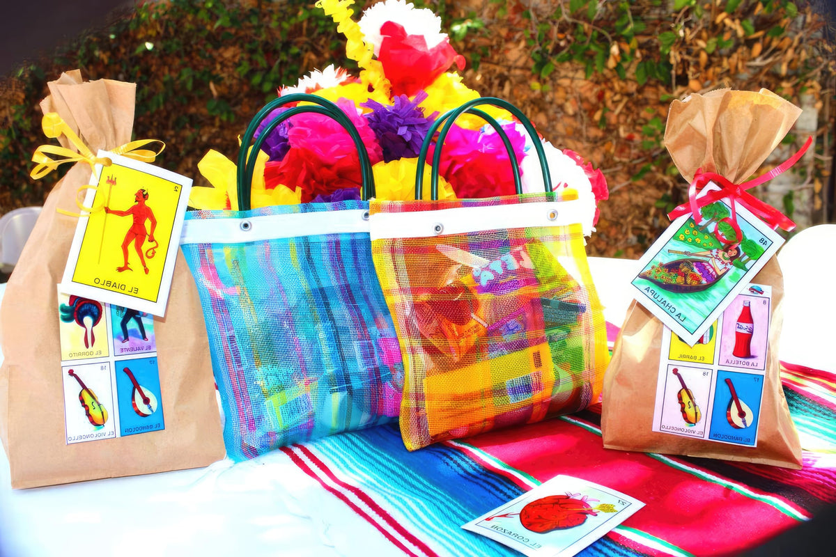 Alondra's Imports Mexican Candy Bags & Mini Mercado Mesh Bags - Fiesta Bolsas (36 Pack, 10 x 7)