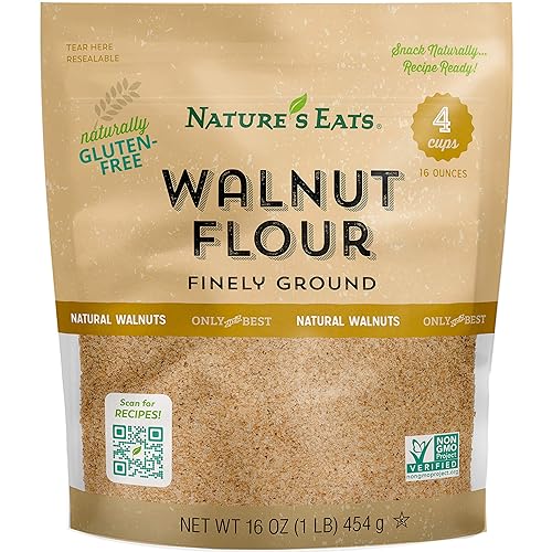Nature’s Eats Superfine Walnut Flour - Finely Sifted, Blanched Gluten Free Nut Flour for Bread, Pancake Mix, Muffins, Low Carb & Vegan Baking