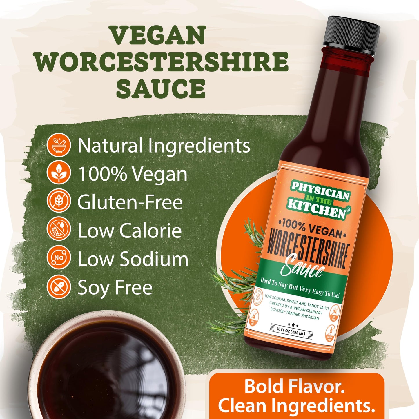 Physician in the Kitchen Vegan Worcestershire Sauce,10oz, Natural, No Gums