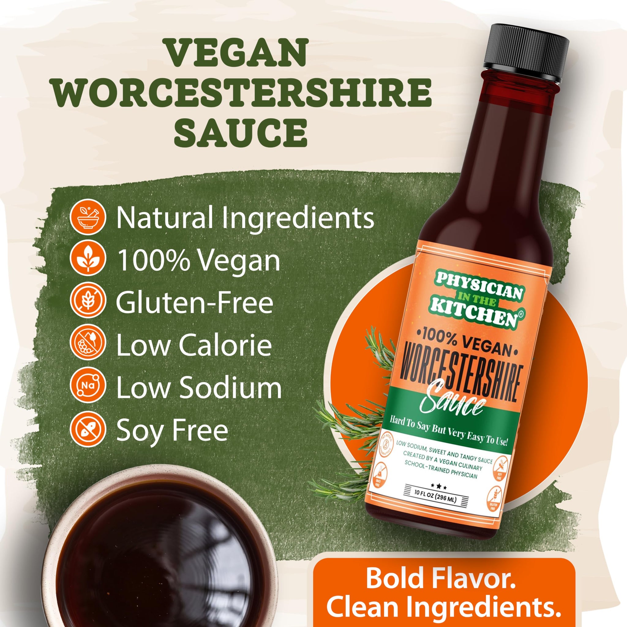 Physician in the Kitchen Vegan Worcestershire Sauce,10oz, Natural, No Gums